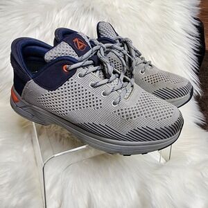 ZEBA Steel Onyx Hands-free Comfort Lace Up Walking Sneakers Men's 8.5, grey/navy